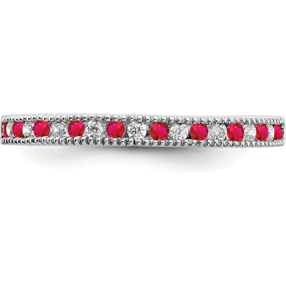 14K White Gold Ruby and Diamond Band - 0.24 Carat Total Gem Weight by 0