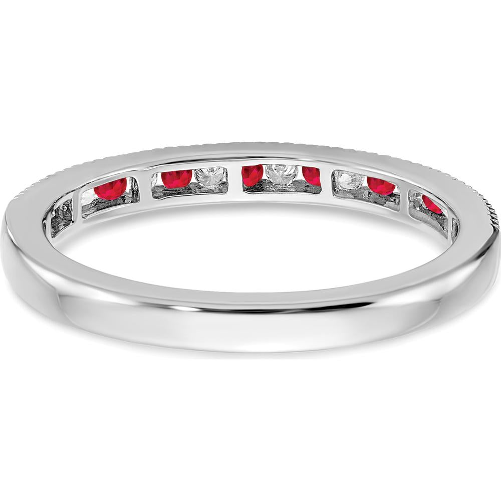 14K White Gold Ruby and Diamond Band - 0.24 Carat Total Gem Weight by 0