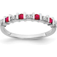 14K White Gold Ruby and Diamond Band with Round Rubies and Diamonds - 0.06 Carat Total Gemstone Weight by 0