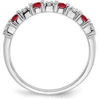 14K White Gold Ruby and Diamond Band with Round Rubies and Diamonds - 0.06 Carat Total Gemstone Weight by 0