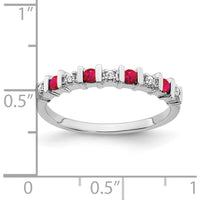 14K White Gold Ruby and Diamond Band with Round Rubies and Diamonds - 0.06 Carat Total Gemstone Weight by 0