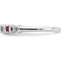 14K White Gold Ruby and Diamond Band with Round Rubies and Diamonds - 0.06 Carat Total Gemstone Weight by 0