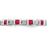 14K White Gold Ruby and Diamond Band with Round Rubies and Diamonds - 0.06 Carat Total Gemstone Weight by 0
