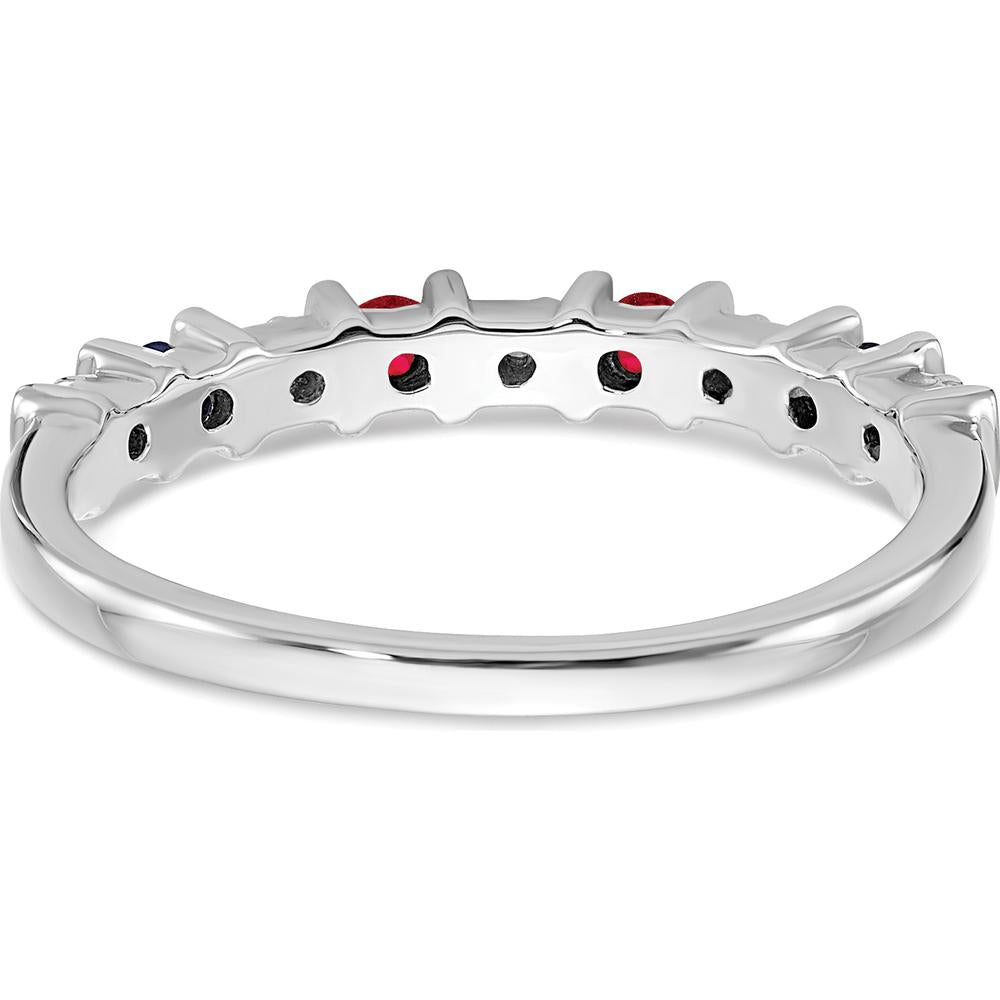 14K White Gold Ruby and Diamond Band with Round Rubies and Diamonds - 0.06 Carat Total Gemstone Weight by 0