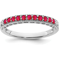 14K White Gold Ruby and Diamond Band with Round Rubies and Diamonds - 0.25 Carat Total Gemstone Weight by 0