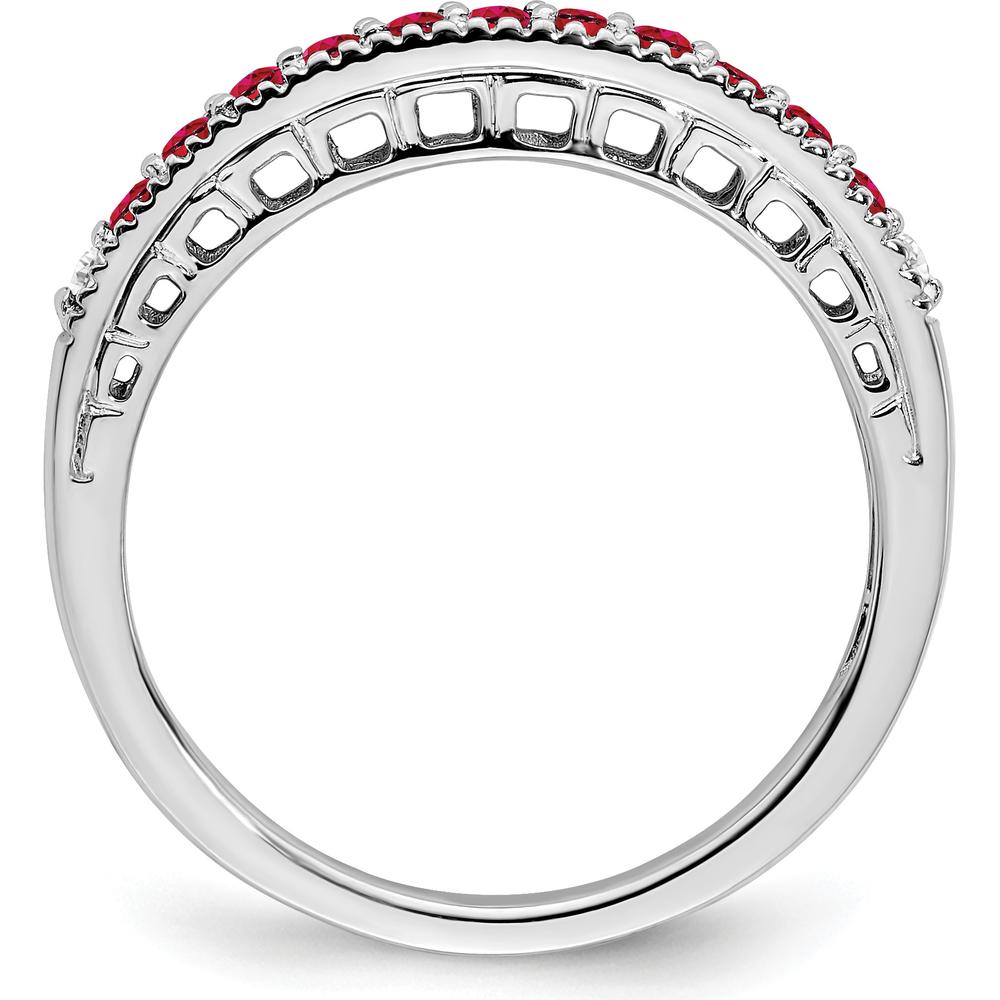 14K White Gold Ruby and Diamond Band with Round Rubies and Diamonds - 0.25 Carat Total Gemstone Weight by 0