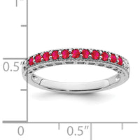 14K White Gold Ruby and Diamond Band with Round Rubies and Diamonds - 0.25 Carat Total Gemstone Weight by 0