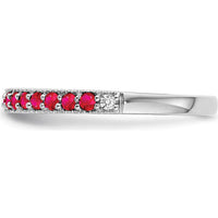 14K White Gold Ruby and Diamond Band with Round Rubies and Diamonds - 0.25 Carat Total Gemstone Weight by 0