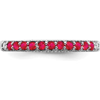 14K White Gold Ruby and Diamond Band with Round Rubies and Diamonds - 0.25 Carat Total Gemstone Weight by 0