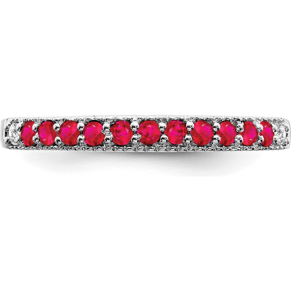 14K White Gold Ruby and Diamond Band with Round Rubies and Diamonds - 0.25 Carat Total Gemstone Weight by 0