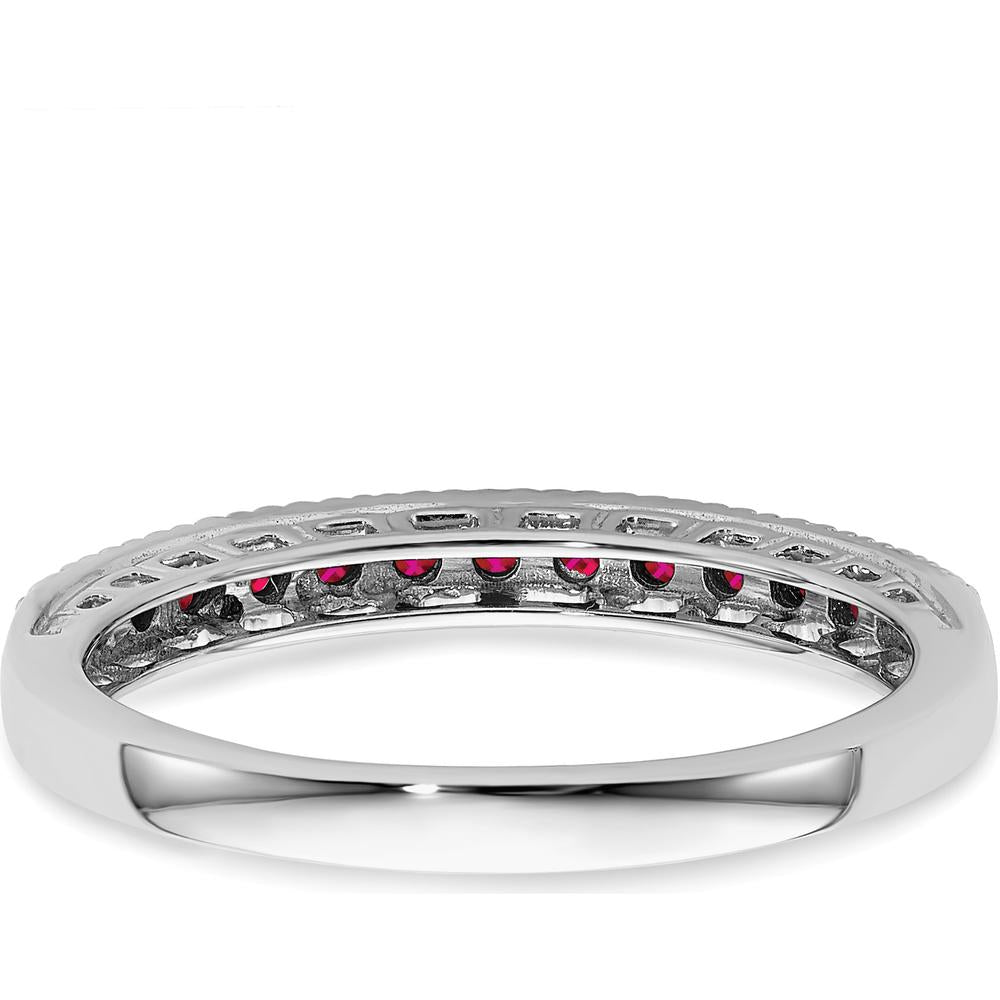 14K White Gold Ruby and Diamond Band with Round Rubies and Diamonds - 0.25 Carat Total Gemstone Weight by 0