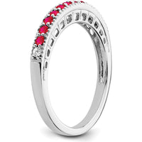 14K White Gold Ruby and Diamond Band with Round Rubies and Diamonds - 0.25 Carat Total Gemstone Weight by 0