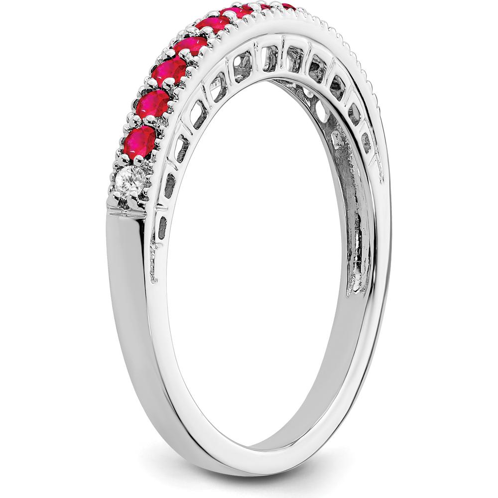 14K White Gold Ruby and Diamond Band with Round Rubies and Diamonds - 0.25 Carat Total Gemstone Weight by 0