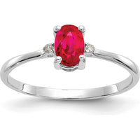14K White Gold Ruby & Diamond Birthstone Ring - 0.63 Carat Ruby, 0.016 Carat Total Diamond Weight by Oro Pregiato