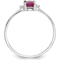14K White Gold Ruby & Diamond Birthstone Ring - 0.63 Carat Ruby, 0.016 Carat Total Diamond Weight by Oro Pregiato