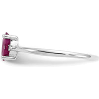 14K White Gold Ruby & Diamond Birthstone Ring - 0.63 Carat Ruby, 0.016 Carat Total Diamond Weight by Oro Pregiato