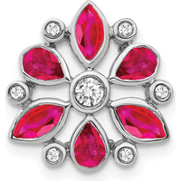 14K White Gold Ruby and Diamond Chain Slide Pendant - 0.1816 Carat Ruby, 0.065 Carat Diamond by Lumare Gioia