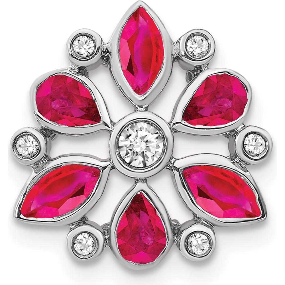 14K White Gold Ruby and Diamond Chain Slide Pendant - 0.1816 Carat Ruby, 0.065 Carat Diamond by Lumare Gioia