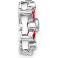 14K White Gold Ruby and Diamond Chain Slide Pendant - 0.1816 Carat Ruby, 0.065 Carat Diamond by Lumare Gioia