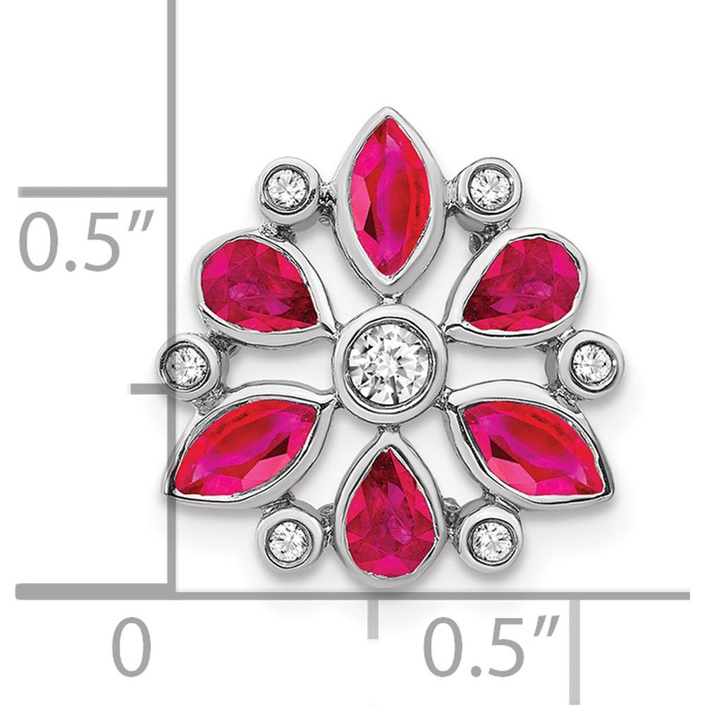 14K White Gold Ruby and Diamond Chain Slide Pendant - 0.1816 Carat Ruby, 0.065 Carat Diamond by Lumare Gioia