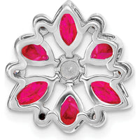 14K White Gold Ruby and Diamond Chain Slide Pendant - 0.1816 Carat Ruby, 0.065 Carat Diamond by Lumare Gioia