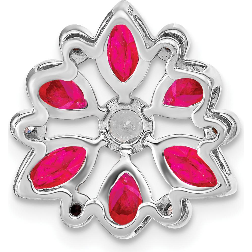 14K White Gold Ruby and Diamond Chain Slide Pendant - 0.1816 Carat Ruby, 0.065 Carat Diamond by Lumare Gioia