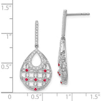 14K White Gold Ruby and Diamond Dangle Earrings - 0.31 Carat Total Gemstone Weight by Monteluci Fine Jewelry