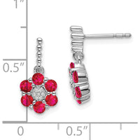 14K White Gold Ruby and Diamond Drop Earrings - 0.09 Carat Ruby, 0.003 Carat Diamond Total Weight by Monteluci Fine Jewelry