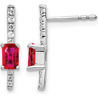 14K White Gold Ruby and Diamond Drop Earrings - 0.18 Carats Ruby, 0.045 Carats Total Diamond Weight by Monteluci Fine Jewelry