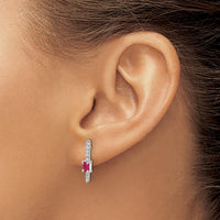 14K White Gold Ruby and Diamond Drop Earrings - 0.18 Carats Ruby, 0.045 Carats Total Diamond Weight by Monteluci Fine Jewelry