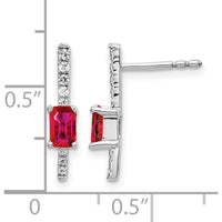 14K White Gold Ruby and Diamond Drop Earrings - 0.18 Carats Ruby, 0.045 Carats Total Diamond Weight by Monteluci Fine Jewelry
