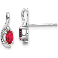 14K White Gold Ruby and Diamond Drop Earrings - 0.32 Carat Total Ruby Weight, 0.005 Carat Total Diamond Weight by Oro Pregiato
