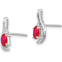 14K White Gold Ruby and Diamond Drop Earrings - 0.32 Carat Total Ruby Weight, 0.005 Carat Total Diamond Weight by Oro Pregiato