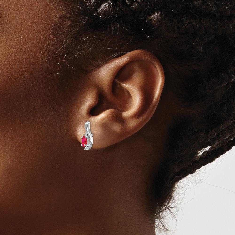 14K White Gold Ruby and Diamond Drop Earrings - 0.32 Carat Total Ruby Weight, 0.005 Carat Total Diamond Weight by Oro Pregiato