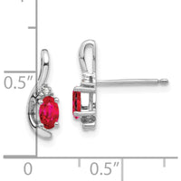 14K White Gold Ruby and Diamond Drop Earrings - 0.32 Carat Total Ruby Weight, 0.005 Carat Total Diamond Weight by Oro Pregiato