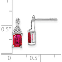 14K White Gold Ruby and Diamond Drop Earrings - 0.5 Carat Ruby, 0.012 Carat Diamond Total Weight by Monteluci Fine Jewelry