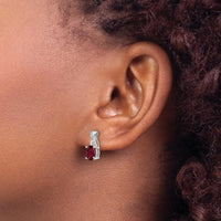 14K White Gold Ruby and Diamond Drop Earrings with Oval Cut Rubies and Round Diamonds - 0.75 Carat Total Ruby Weight by Monteluci Fine Jewelry