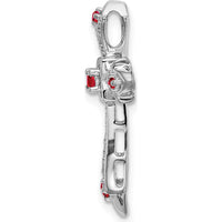 14K White Gold Ruby and Diamond Fleur de Lis Cross Pendant - 0.18 Carat Total Gemstone Weight by Lumare Gioia