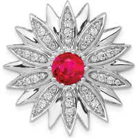 14K White Gold Ruby and Diamond Flower Pendant - 1 Carat Ruby, 0.058 Carat Total Diamond Weight by Monteluci Fine Jewelry