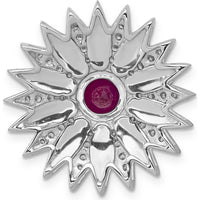 14K White Gold Ruby and Diamond Flower Pendant - 1 Carat Ruby, 0.058 Carat Total Diamond Weight by Monteluci Fine Jewelry