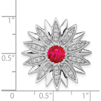 14K White Gold Ruby and Diamond Flower Pendant - 1 Carat Ruby, 0.058 Carat Total Diamond Weight by Monteluci Fine Jewelry