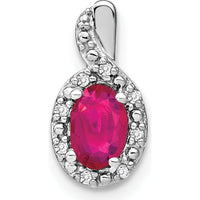 14K White Gold Ruby and Diamond Halo Pendant - 0.6 Carat Ruby, 0.04 Carat Diamond by Lumare Gioia
