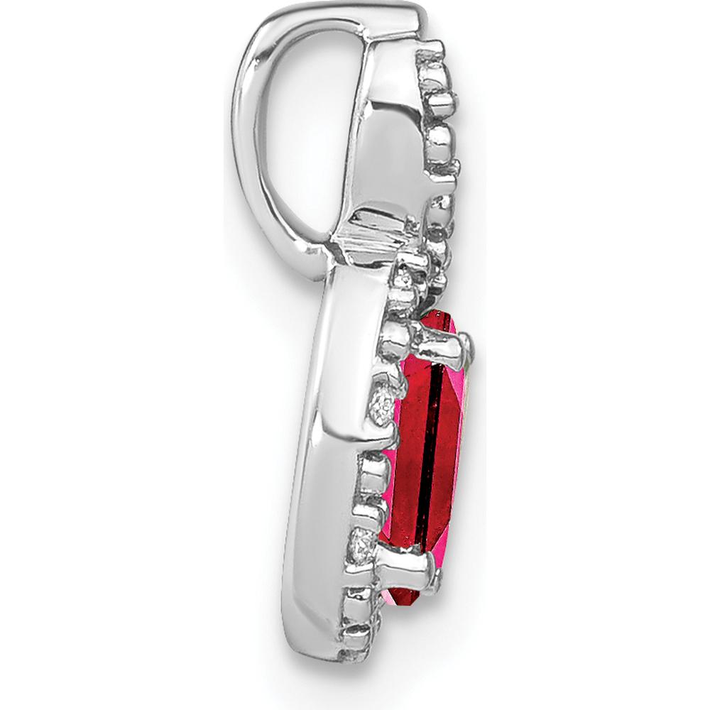 14K White Gold Ruby and Diamond Halo Pendant - 0.6 Carat Ruby, 0.04 Carat Diamond by Lumare Gioia