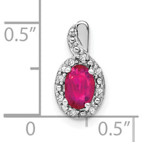 14K White Gold Ruby and Diamond Halo Pendant - 0.6 Carat Ruby, 0.04 Carat Diamond by Lumare Gioia