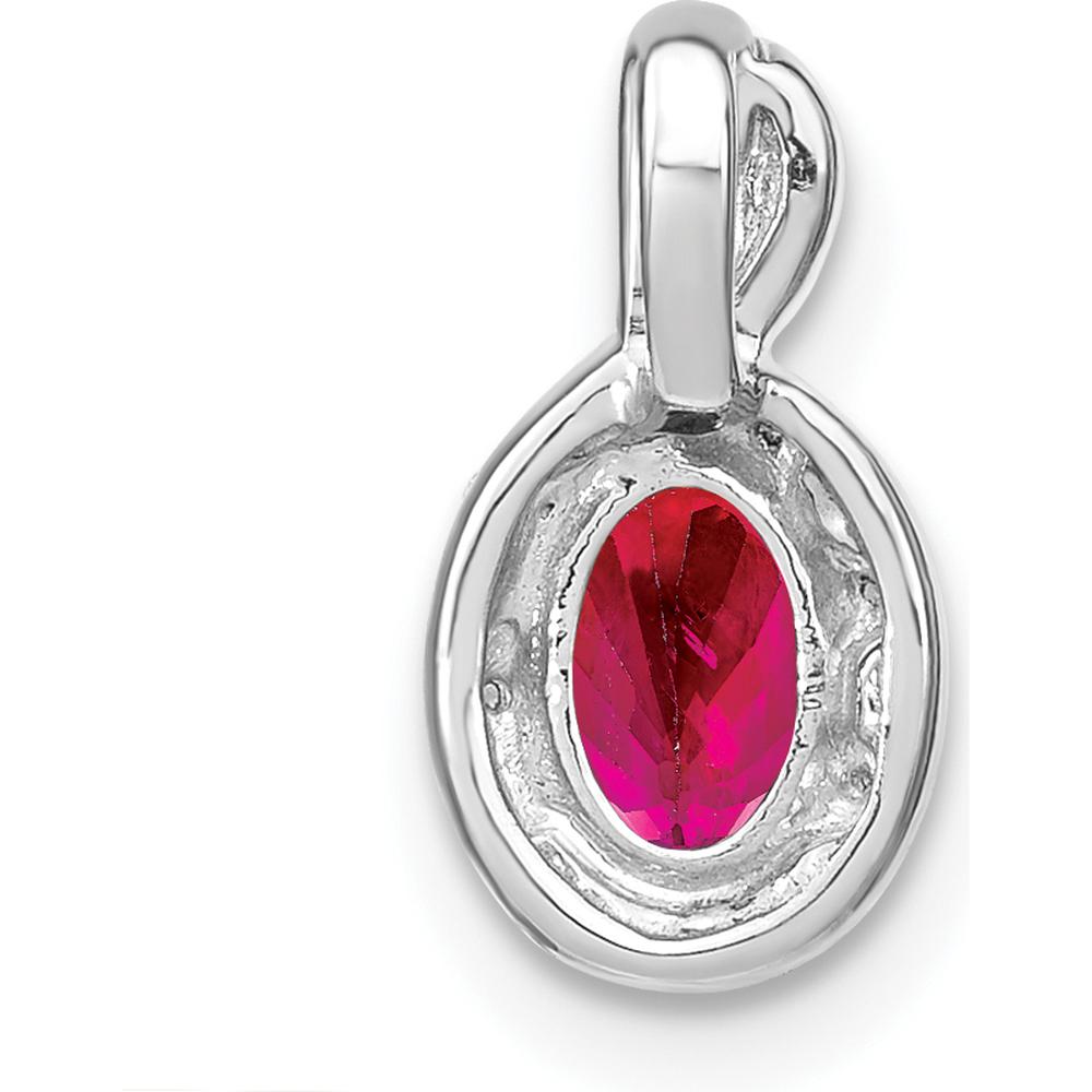 14K White Gold Ruby and Diamond Halo Pendant - 0.6 Carat Ruby, 0.04 Carat Diamond by Lumare Gioia