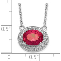 14K White Gold Ruby and Diamond Halo Pendant Necklace - 2.23 Carat Total Gem Weight by Monteluci Fine Jewelry