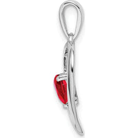 14K White Gold Ruby and Diamond Heart Pendant with 0.5 Carat Ruby and 0.015 Carat Diamond Accents by Lumare Gioia