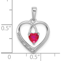 14K White Gold Ruby and Diamond Heart Pendant with 0.5 Carat Ruby and 0.015 Carat Diamond Accents by Lumare Gioia