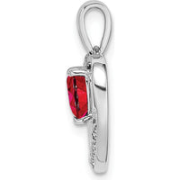 14K White Gold Ruby and Diamond Heart Pendant with 0.5 Carat Ruby and 0.018 Carat Total Diamond Weight by Lumare Gioia