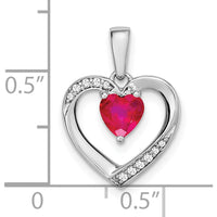 14K White Gold Ruby and Diamond Heart Pendant with 0.5 Carat Ruby and 0.018 Carat Total Diamond Weight by Lumare Gioia